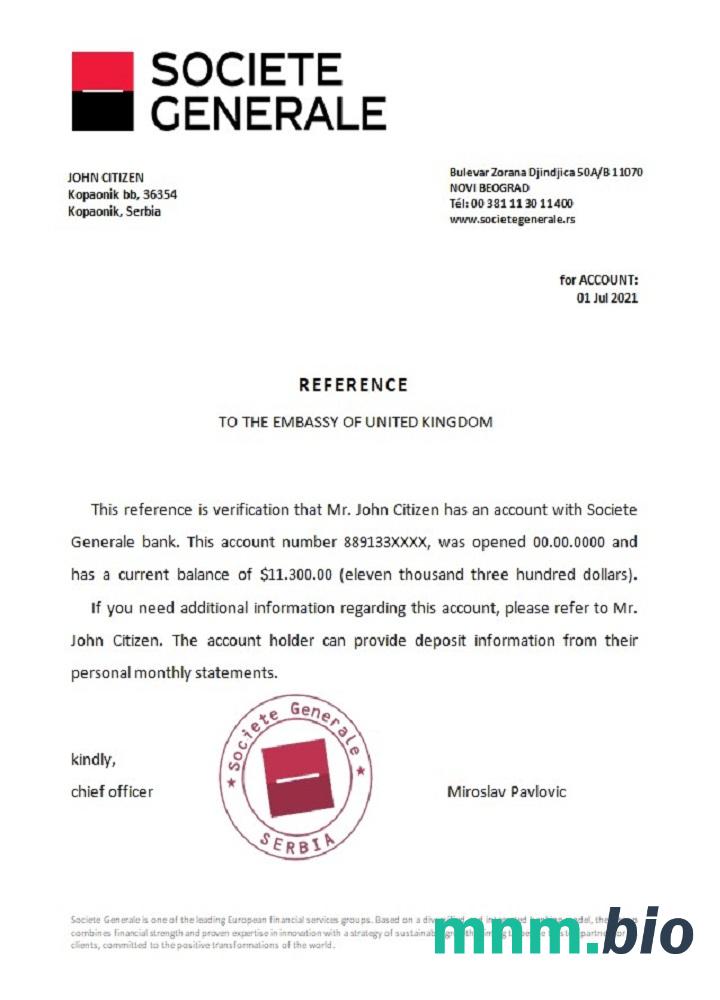 Przykład odniesienia Serbia Societe Generale w formatach Word i PDF